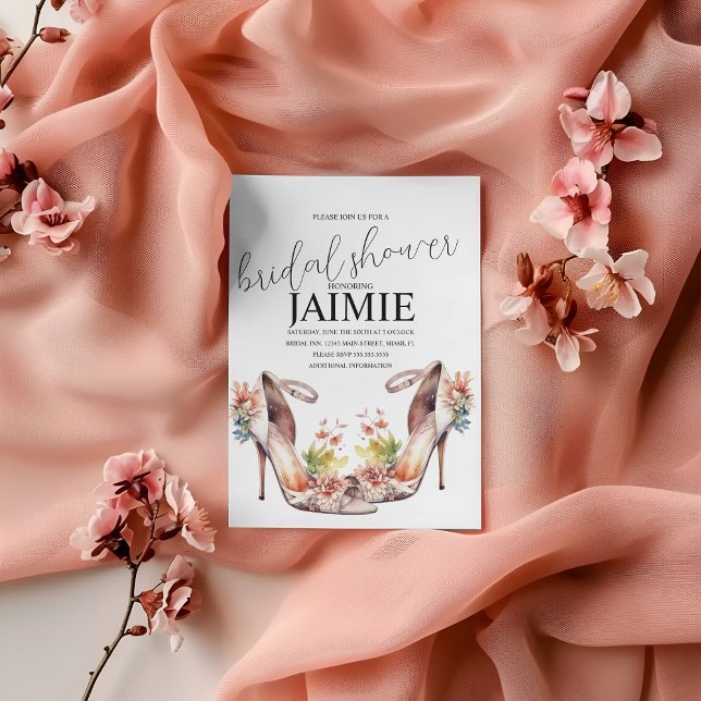 Invitación Boda de acuarela Heels Floral Bridal Shower (Subido por el creador)