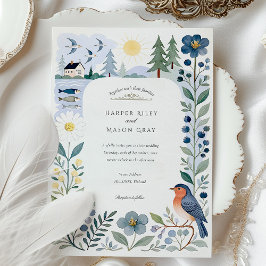 Invitación Boda de acuarela Helsinki Nordic Forest & Birds