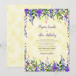 Invitación Boda de acuarela lavanda y amarillo
