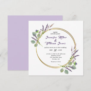 Invitación Boda de acuarela lavanda y eucalipto