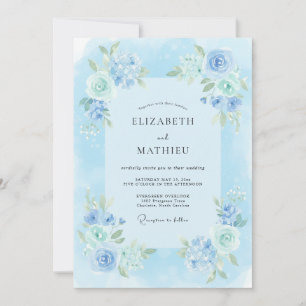 Invitación Boda de Acuarela Luminosa Azul Cielo