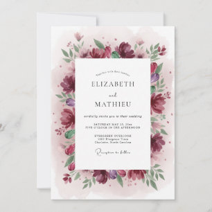 Invitación Boda de Acuarela Malhumorada de Borgoña
