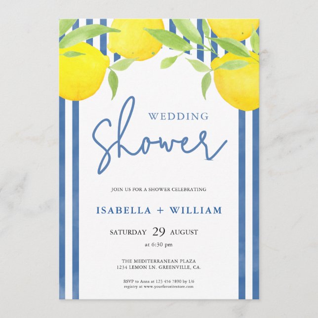 Invitación Boda de Acuarela Mediterránea (Anverso)