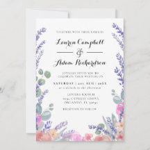 Boda de acuarela moderna con eucalipto y lavanda