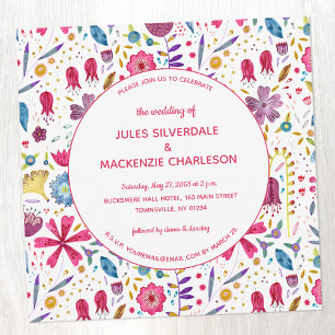 Invitación Boda de acuarela moderna de flores silvestres