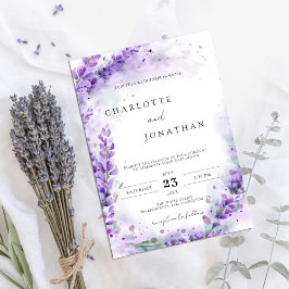 Invitación Boda de acuarela moderna de lavanda dura