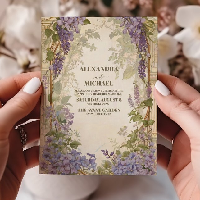 Invitación Boda de acuarela moderna de lavanda dura (Subido por el creador)