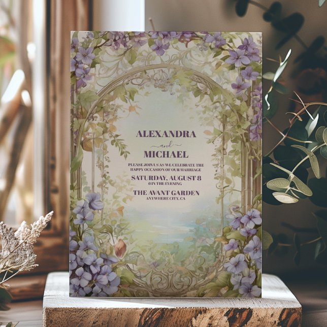 Invitación Boda de acuarela moderna de lavanda dura (Subido por el creador)