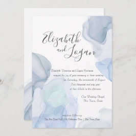 Invitación Boda de acuarela moderna de Ocean Blue Abstract