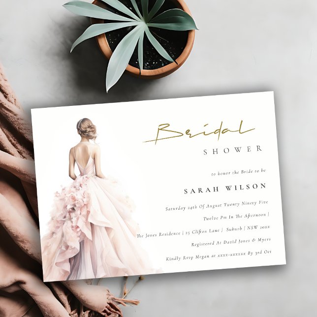 Invitación Boda de acuarela moderna ducha de novias con traje (Subido por el creador)