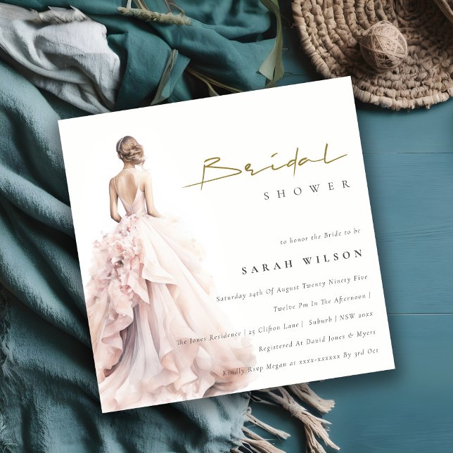 Invitación Boda de acuarela moderna ducha de novias con traje (Subido por el creador)