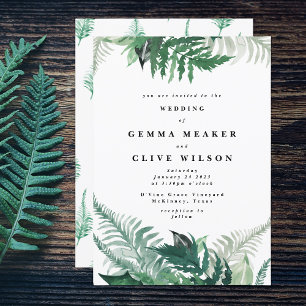 Invitación Boda de acuarela moderna y verde fresco