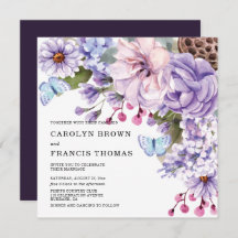 Boda de acuarela morada floral