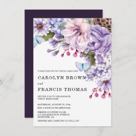 Invitación Boda de acuarela morado floral
