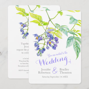 Invitación Boda de acuarela morado floral de papa creeper