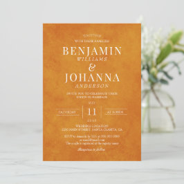 Invitación Boda de acuarela Naranja elegante clásico