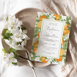 Invitación Boda de acuarela Naranja mandarín