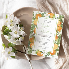 Invitación Boda de acuarela Naranja mandarín
