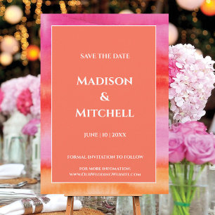 Invitación Boda de acuarela Naranja rosa Garden Sunrise