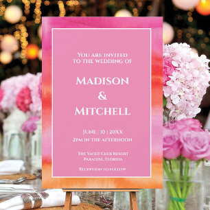 Invitación Boda de acuarela Naranja rosa Garden Sunrise