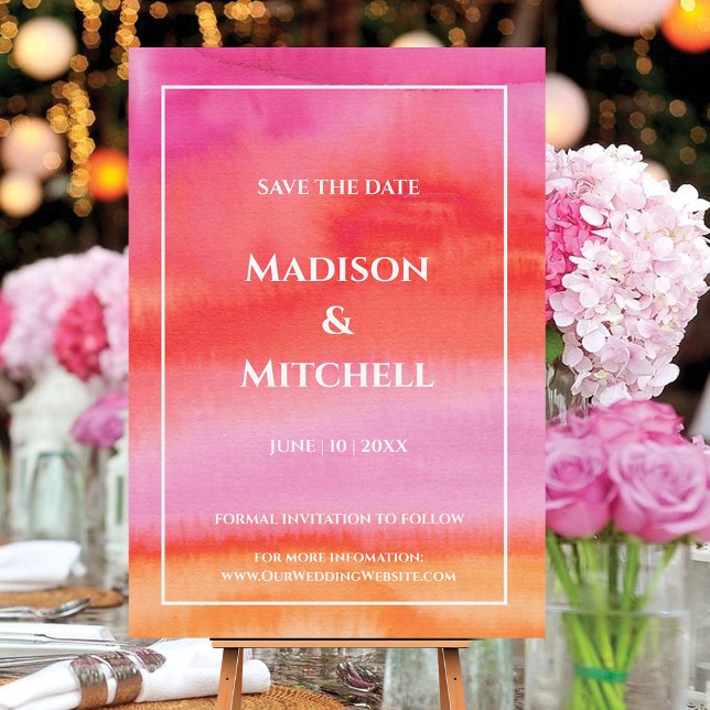 Invitación Boda de acuarela Naranja rosa Garden Sunrise (Subido por el creador)