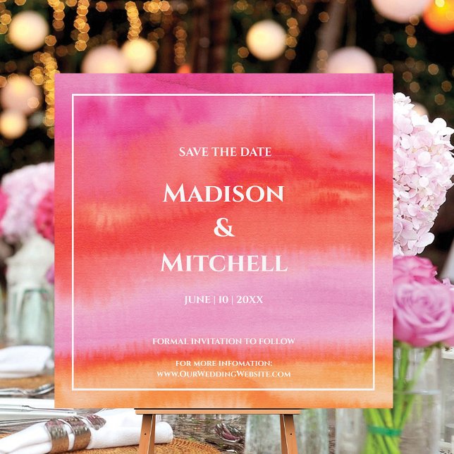 Invitación Boda de acuarela Naranja rosa Garden Sunrise (Subido por el creador)
