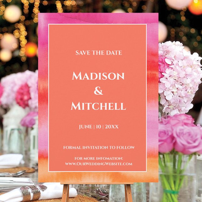 Invitación Boda de acuarela Naranja rosa Garden Sunrise (Subido por el creador)