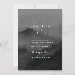 Invitación Boda de acuarela negra de Montaña Misty