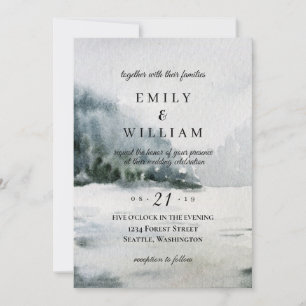 Invitación Boda de acuarela noroeste del Pacífico montañoso