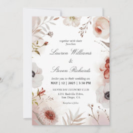 Invitación Boda de acuarela otoñal rosa blanco personalizado