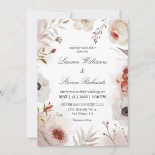 Invitación Boda de acuarela otoñal rosa blanco personalizado