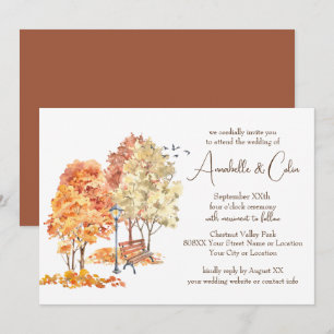 Invitación Boda de Acuarela Otoño en el Parque