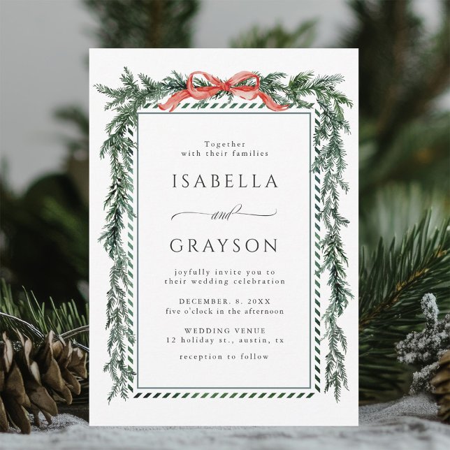 Invitación Boda de acuarela Pine Garland (Subido por el creador)