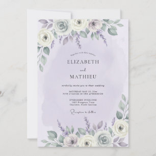 Invitación Boda de acuarela poética lavanda