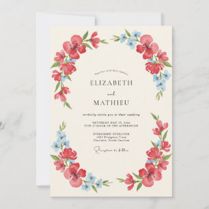 Invitación Boda de Acuarela Radiante Rojo Amapola