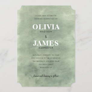 Invitación Boda de acuarela romántica gris verde sabio modern