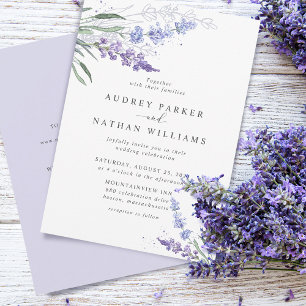 Invitación Boda de acuarela romántica lavanda con detalles