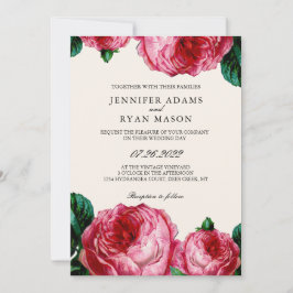 Invitación Boda de acuarela rosa bruta de época