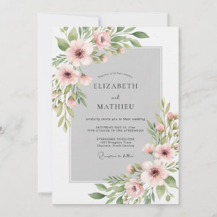 Invitación Boda de acuarela rosa sonrosado pulido