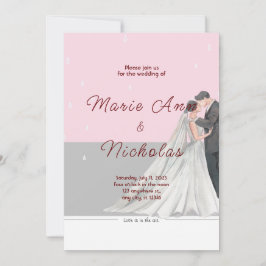 Invitación Boda de acuarela rosa y gris