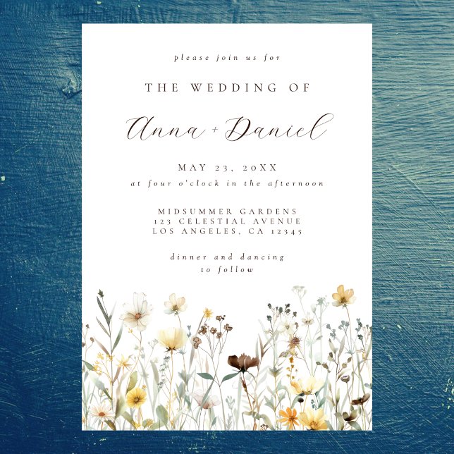 Invitación Boda de Acuarela Rústica con Flores Silvestres (Subido por el creador)