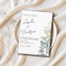 Boda de Acuarela Rústica con Verde Eucalipto
