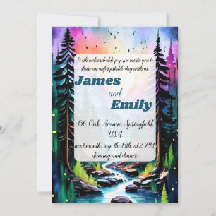 Invitación Boda de acuarela rústica de bosque de pinos
