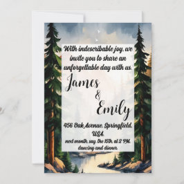 Invitación Boda de acuarela rústica de bosque de pinos