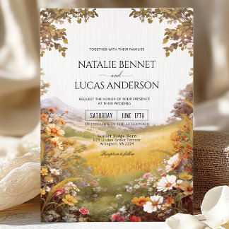 Invitación Boda de acuarela rústica de flores silvestres