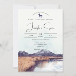 Invitación Boda de acuarela rústica de otoño en la montaña