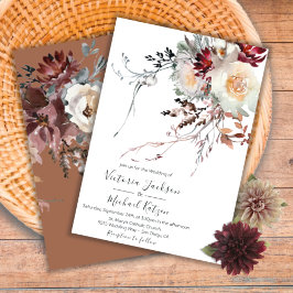 Invitación Boda de acuarela rústica del Boho floral de otoño