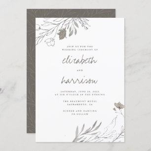 Invitación Boda de acuarela rústica dibujado a mano