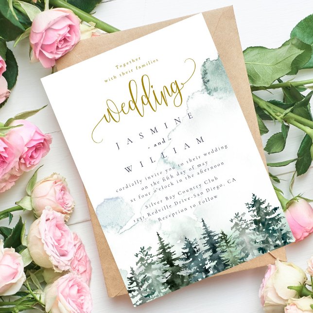 Invitación Boda de acuarela rústica forestal (Subido por el creador)