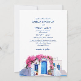 Invitación Boda de acuarela Santorini Destination Greece